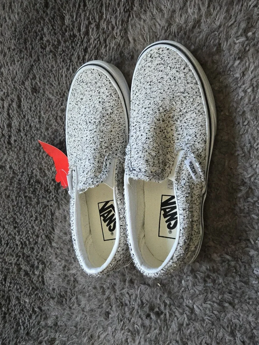 Vans Classic Slip On Women 6.5 Boucle Speckle And White 0826